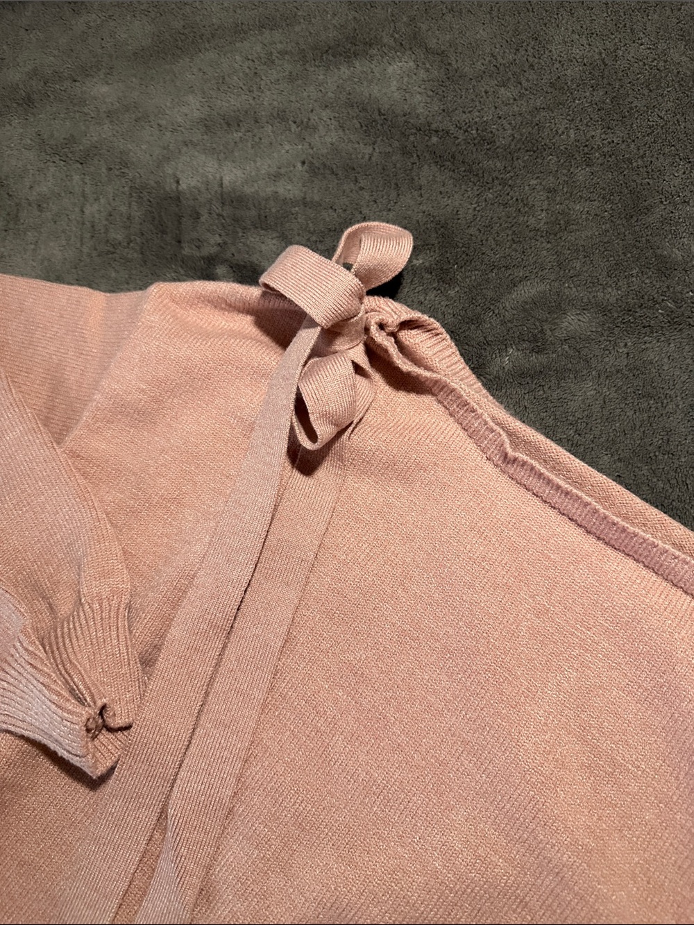 Off-the-Shoulder Pink Ribbon  Sweater - Picture 3 of 4
